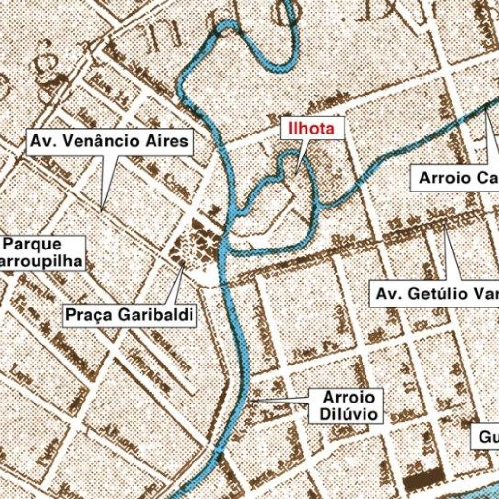 Mapa da Ilhota nos tempos da infância de Lupi (Porto Alegre – Guia Histórico / Reprodução)