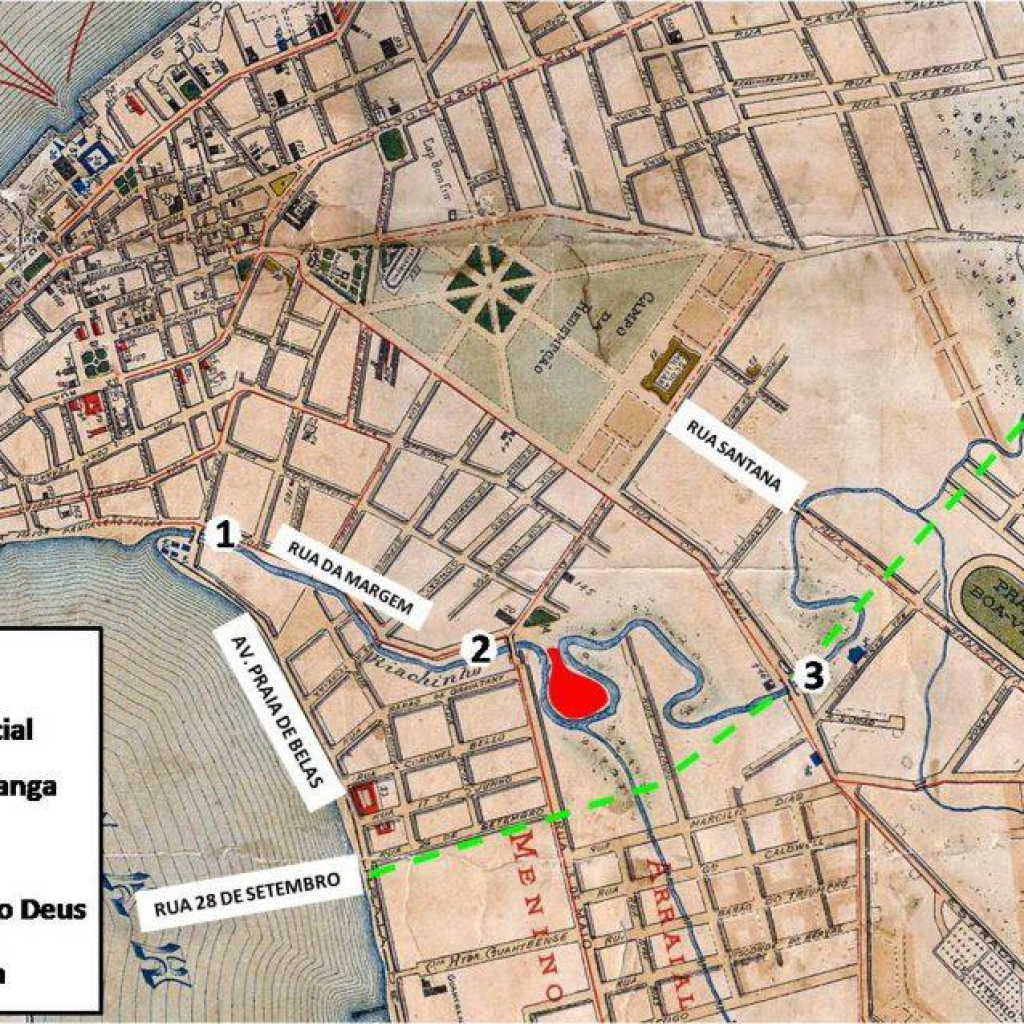 Recorte do mapa de Porto Alegre de 1906, elaborado por Daniele Machado Vieira (CD Cartografia Virtual Histórica-Urbana de Porto Alegre: século XIX e Início do XX.)