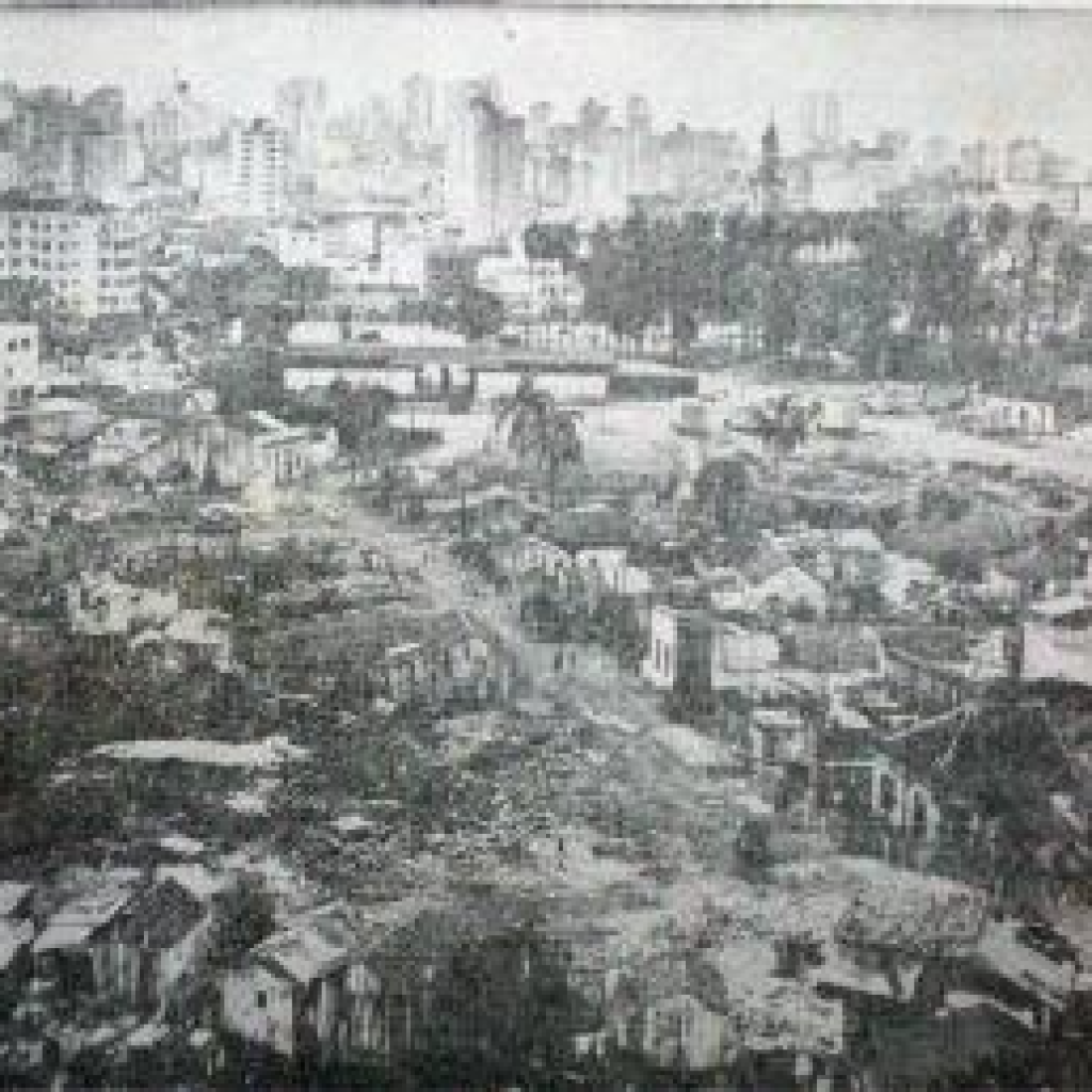 Vista aérea da “nova” Ilhota, em 1966. Foto: Santos Vidarte (acervo Marcello Campos)